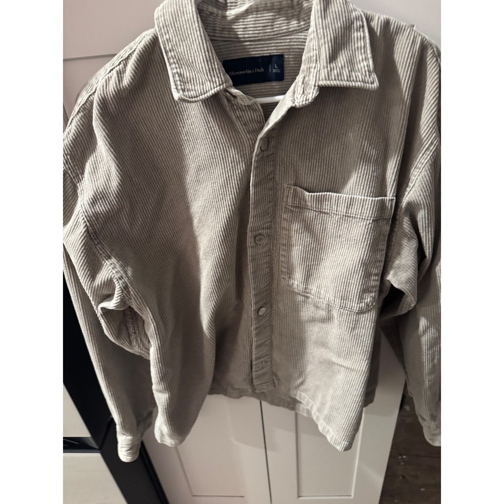 Abercrombie & Fitch Mens Large Tan Wide Wale Corduroy Button Down Shirt